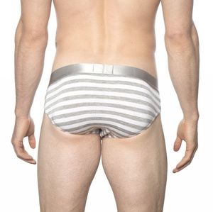 parke & ronen Grey Stripe Yarn-Dye Low-Rise Brief